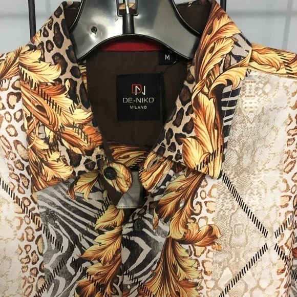 Deniko button down shirt multi color modern fit M - Picture 2 of 4